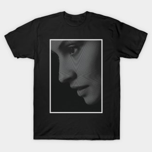 A Woman Portrait In Spiral Lines T-Shirt